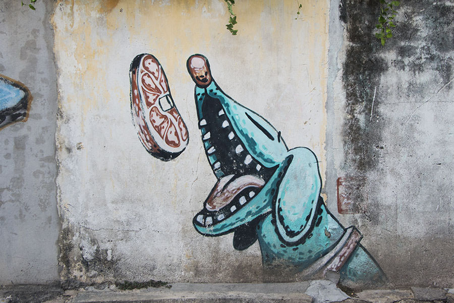 Street-Art-Motiv eines Hundes in Penang